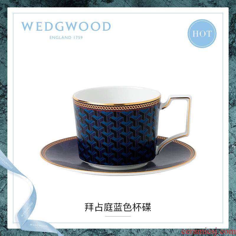 WEDGWOOD waterford WEDGWOOD Byzantine blue cups and saucers 2 set of ipads porcelain coffee cup saucer box suit