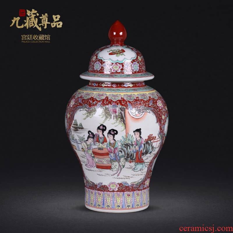Jingdezhen ceramic antique hand - made colored enamel window eight general beautiful pot sitting room home furnishing articles