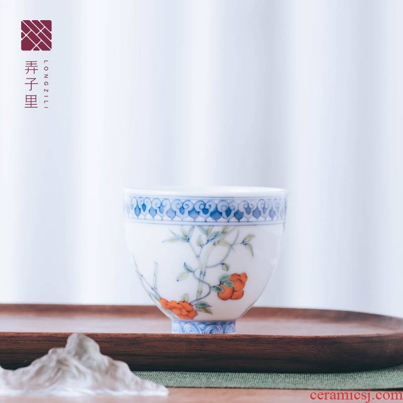 Figure in the glass cup masters cup kung fu tea set jingdezhen ceramic dou color satisfied grain heart cup sample tea cup