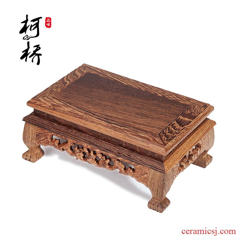 Redwood base rectangle handicraft furnishing articles wenge it flower pot, stone, solid wooden shelves