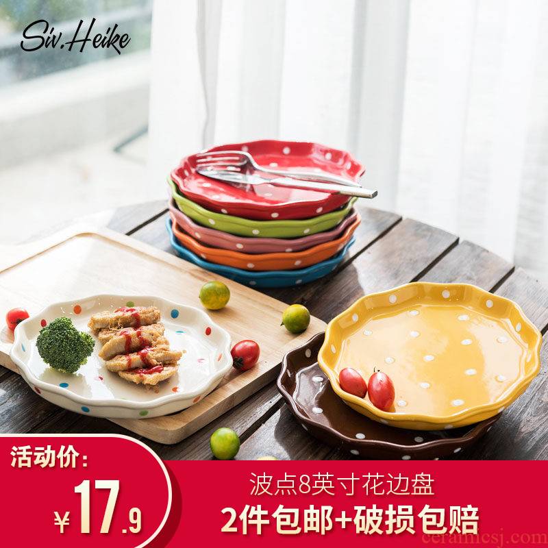 Wave point Nordic ins creative move European household ceramic dish of steak western food dish back plate