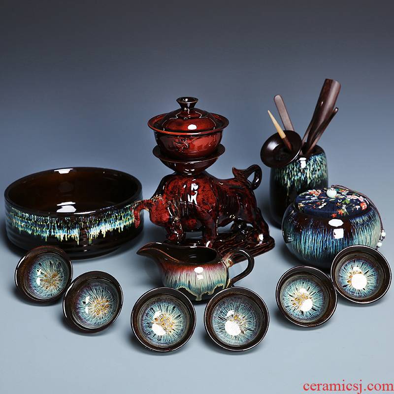 Variable semi - automatic kung fu tea set lazy creative tea teapot teacup millstones whole household ceramics