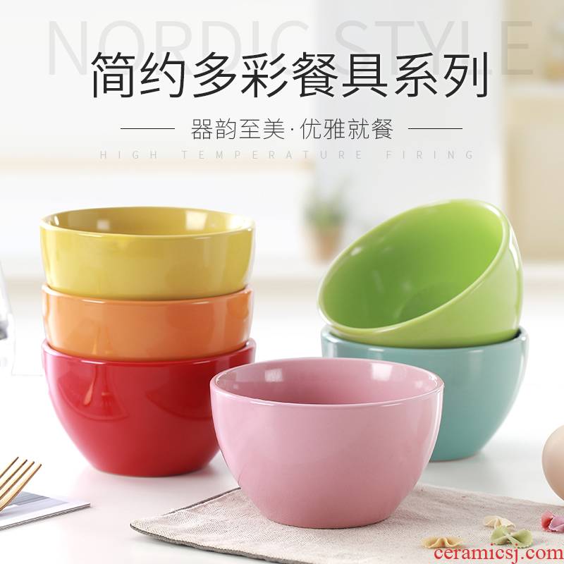 Contracted household ceramic rice bowl, lovely candy color bowls the home has children eat bowl dish suits for combination