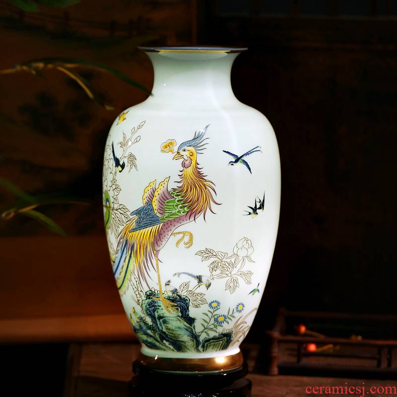 Jingdezhen chinaware paint vase furnishing articles sitting room flower arranging birds pay homage to the king home sitting room adornment is placed