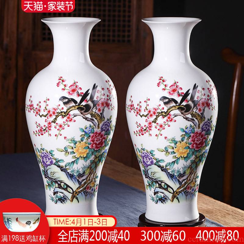 Jingdezhen ceramics of large sitting room vase dried flowers, Chinese style household adornment furnishing articles large TV ark