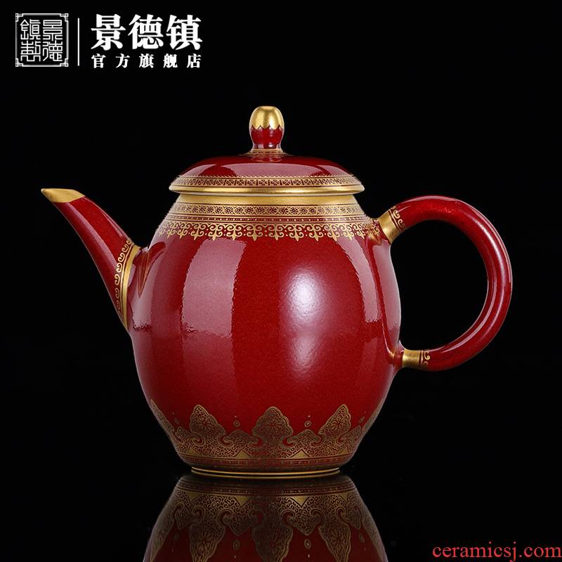 Jingdezhen flagship store hand - made ji red paint JuQuan pot