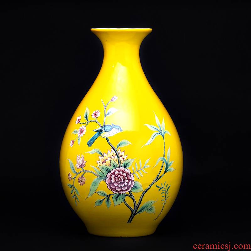Jingdezhen ceramic powder enamel vase sitting room porch place rural wind flower arranging machine of Chinese style household decorations, gifts