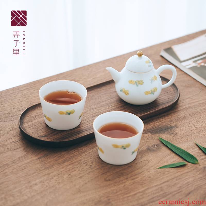 Made in jingdezhen ceramic kung fu tea set dress hand - Made white porcelain pot small pear a koubei master cup tea cups