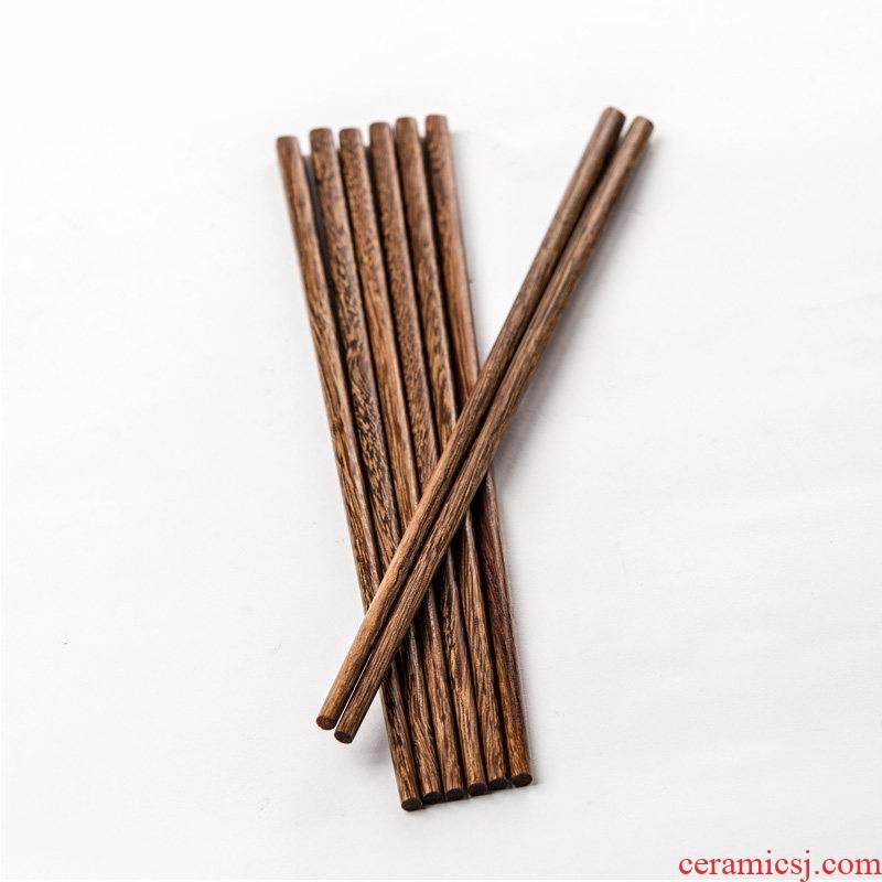 Porcelain soul wenge long chopsticks without lacquer idea for Japanese children real wood household tableware five pairs of family suit quickly