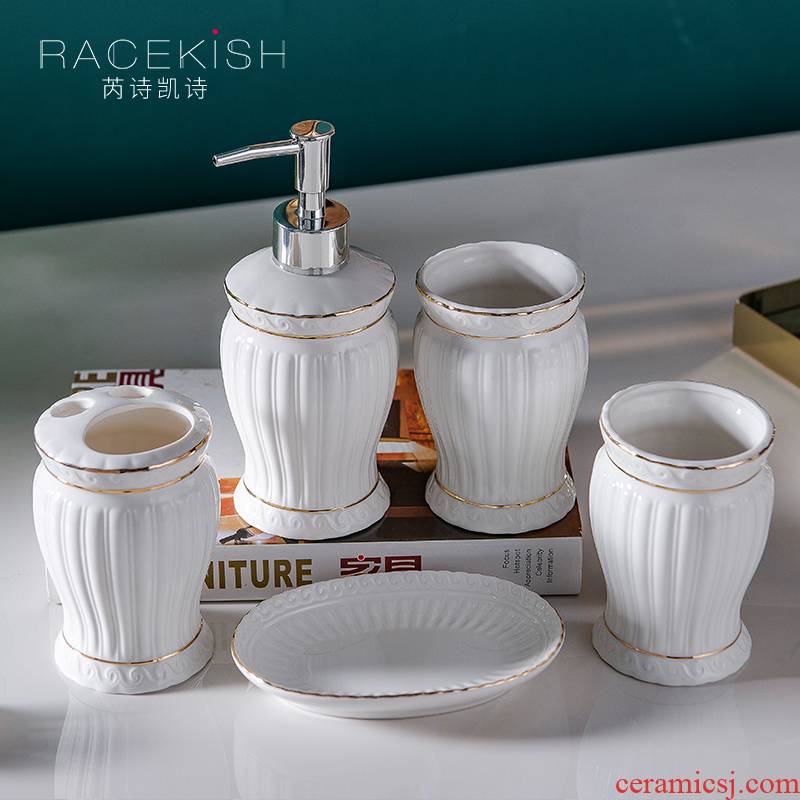 Ceramic sanitary ware has covered five times for wash gargle suit creative household toilet toothbrush cup mouthwash bathroom articles for use