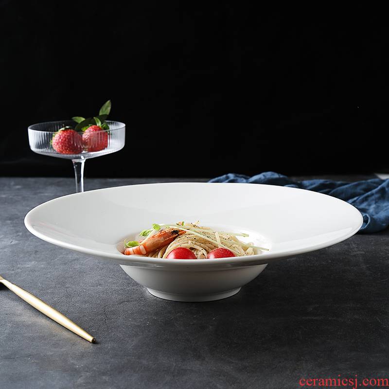 11 "straw ceramic plate of pasta salad plate hotel restaurant hotel the features of artistic conception, cold dish plate tableware