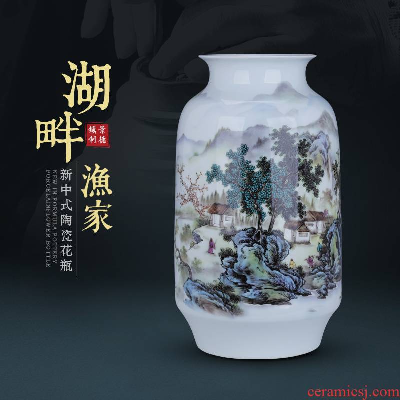Jingdezhen ceramics landscape jar, vase furnishing articles sitting room lucky bamboo water raise flowers, rich ancient frame decoration arranging flowers