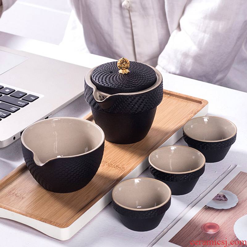 A coarse pottery to crack A pot of three Japanese is suing portable travel to receive kung fu tea set gift custom suits for