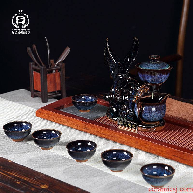 DH jingdezhen tea sets, semi - automatic kung fu tea tea tea to household lazy creative cup set of cups