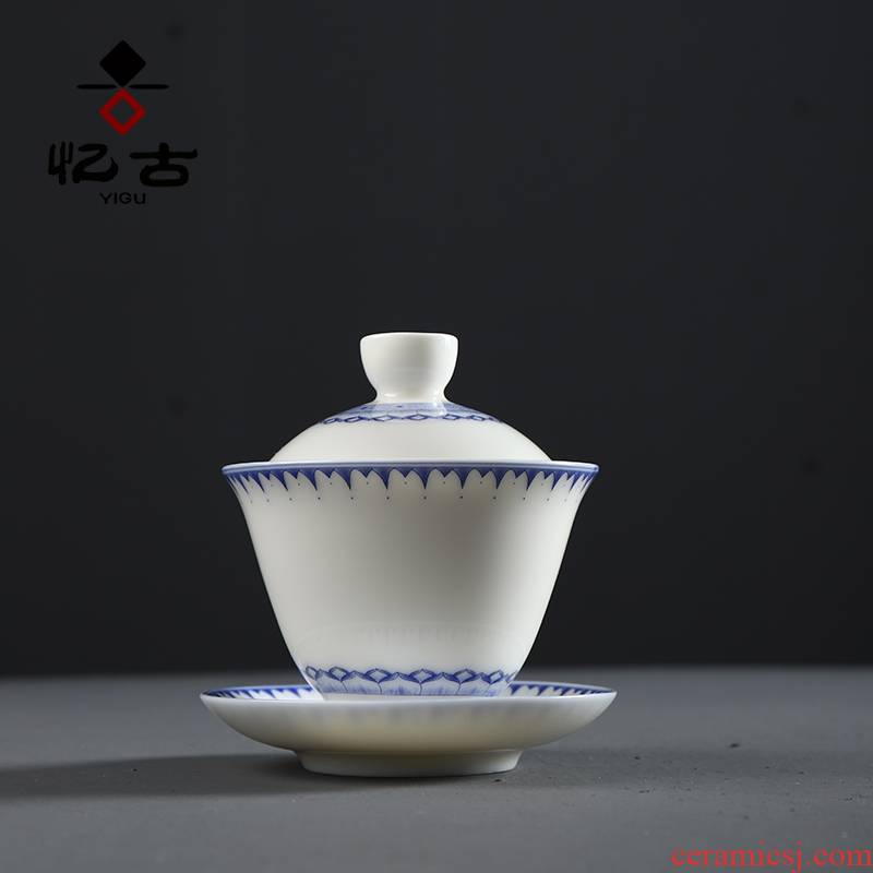 Have the ancient white porcelain only three tureen kung fu tea tea tea tureen ceramic bowl to bowl cup tea tureen