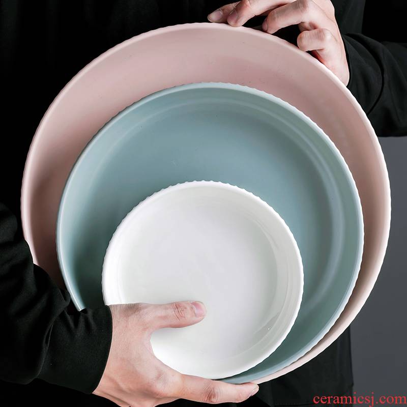 Ceramic tableware 0 home plate, the Nordic dish dish cooking shallow circular creative streak plate