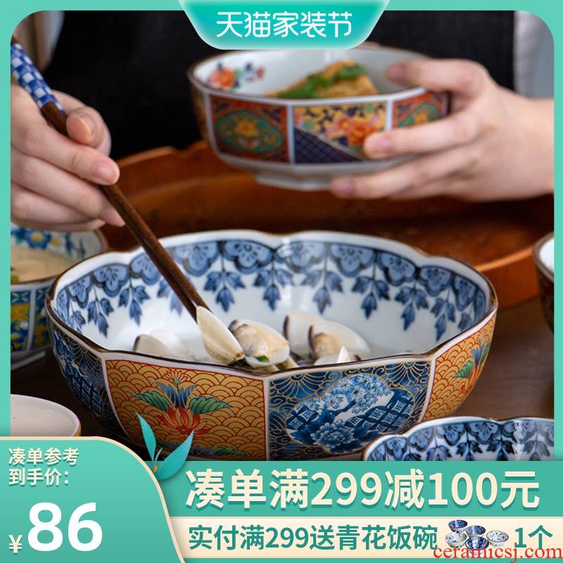 Meinung burn soup bowl large household ceramic bowl of soup bowl rainbow such use imported from Japan