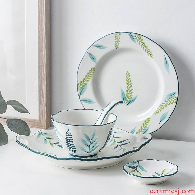 Japanese shade under glaze color porcelain tableware dishes suit household dish dish dish creative steak dinner plate