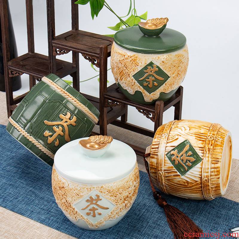 Ronkin caddy fixings half jins of ceramics is a large seal pot home storage tank black tea pu 'er tea boxes