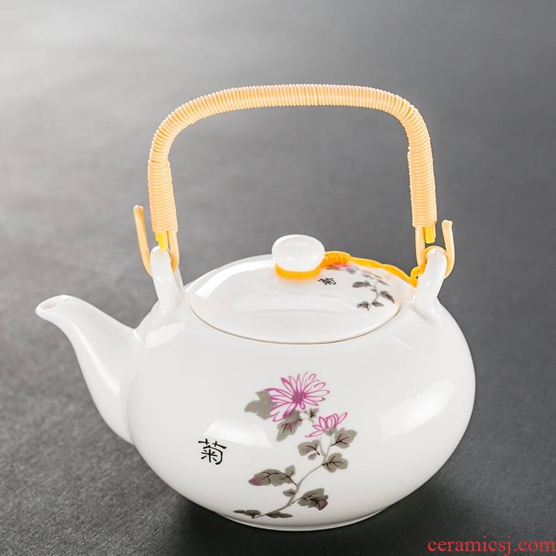 Restoring ancient ways of jingdezhen ceramic teapot white porcelain suet jade pot of large girder filtering household cool tea tea kettle