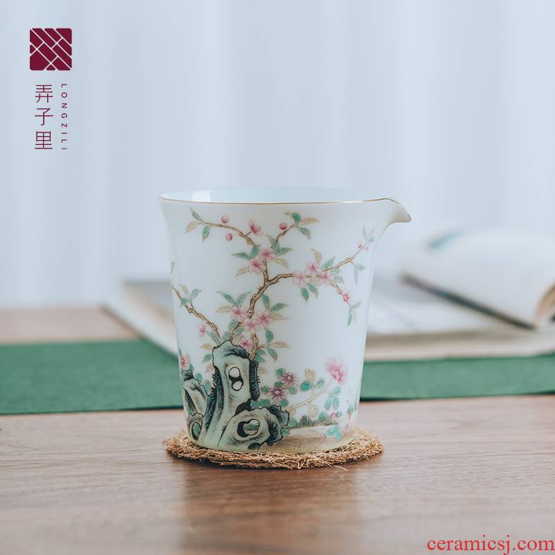A Figure in a single tea sea jingdezhen manual kung fu tea tea GongDaoBei domestic large - sized ceramic fair keller points