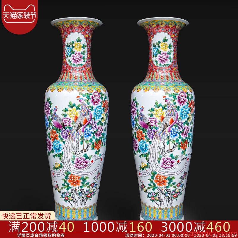 Hand draw Chinese wind rose porcelain of jingdezhen ceramics of large vases, furnishing articles ornaments hotel opening gifts