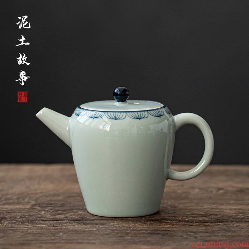 Earth story jingdezhen archaize single pot of kung fu tea set ceramic teapot hand - made lotus vesicles pot