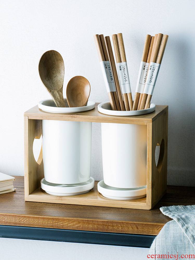 Beauty color porcelain ceramic chopsticks mouldproof shelf drum drop household kitchen spoon put chopsticks tableware wipe boxes