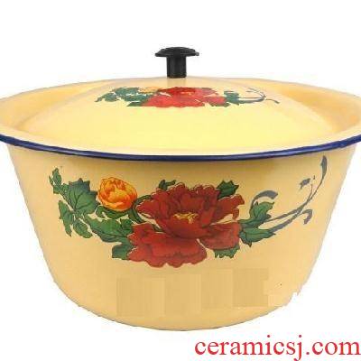 A Warm harbor old large lard soup bowl ceramic heat cover bowl with cover a large volume of household enamel