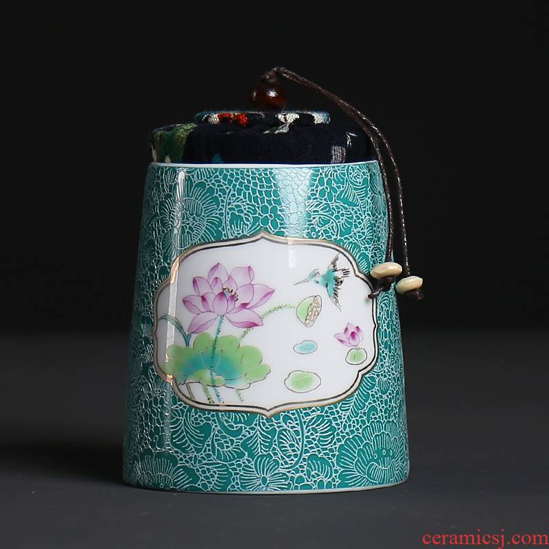 Portable small colored enamel caddy fixings ceramic large tea caddy fixings travel storage seal pot home tea pot