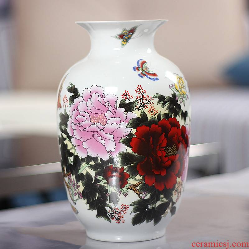 192 JingQin jingdezhen porcelain ceramic vases, red peony idea gourd bottle home furnishing articles