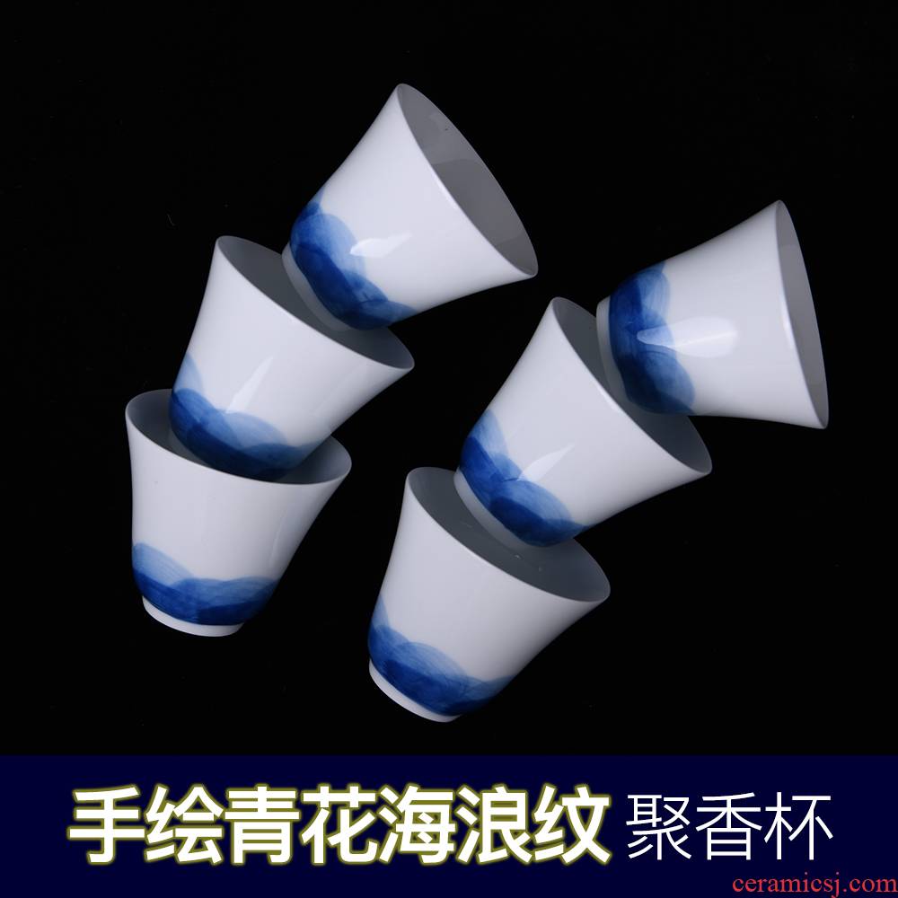 Kung fu tea cup single CPU single sample tea cup host jingdezhen ceramic hand - made porcelain tea cups of tea a cup