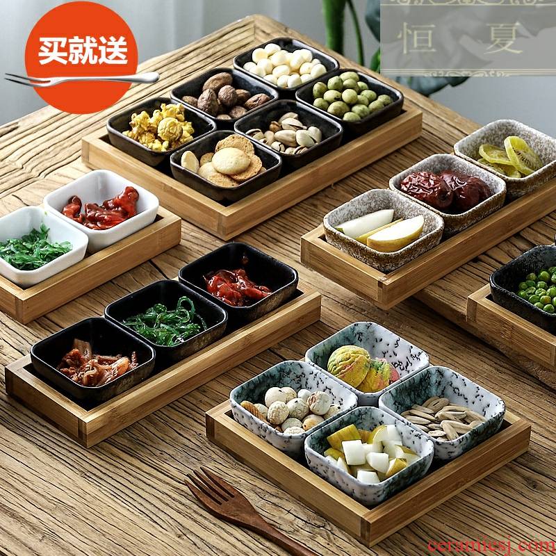 Small ceramic frame compote snack plate of Japanese dishes with pallet home sitting room tea table of dried fruit snacks ideas
