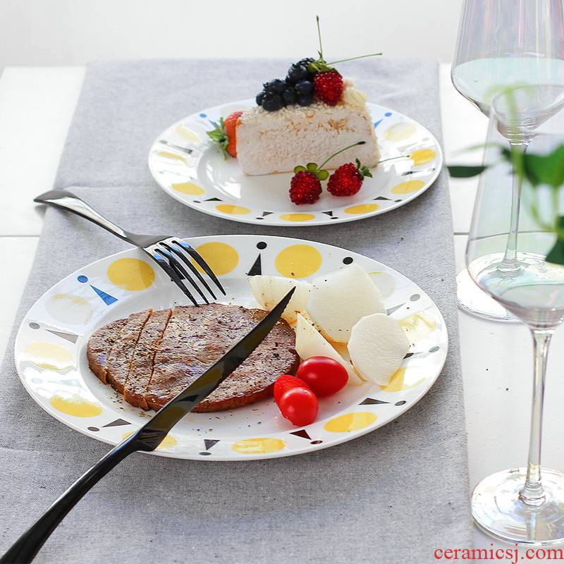 Geometric 10 inch ceramic Pacific flat shallow dish dish dish household steak plate