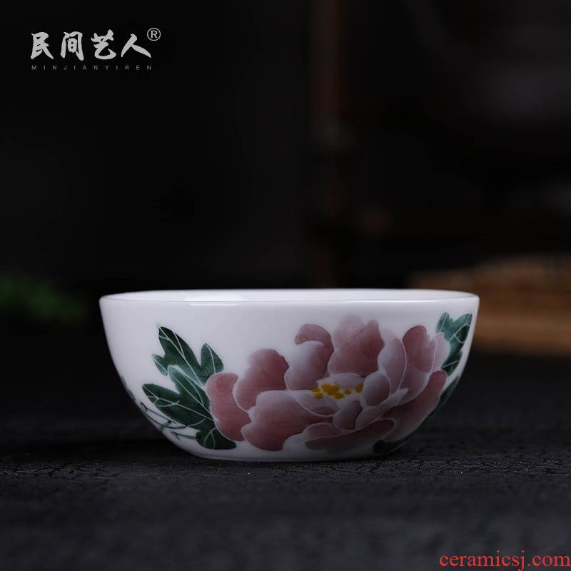 Jingdezhen hand - made ceramic sample tea cup under the glaze color kung fu tea cups little single CPU master cup cup single hot
