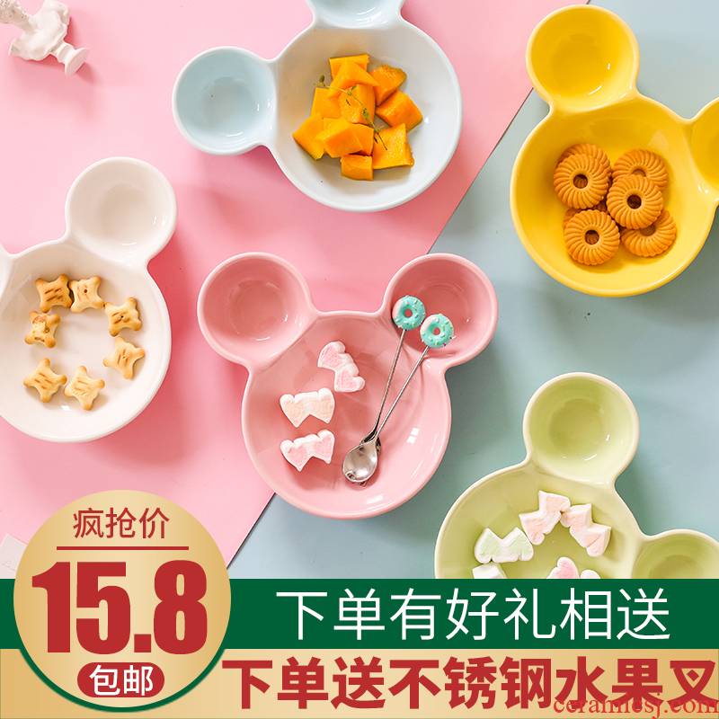 Jingdezhen ceramic cartoon express mickey baking pan mickey Mouse fruit snacks baked cheese baked bread and butter