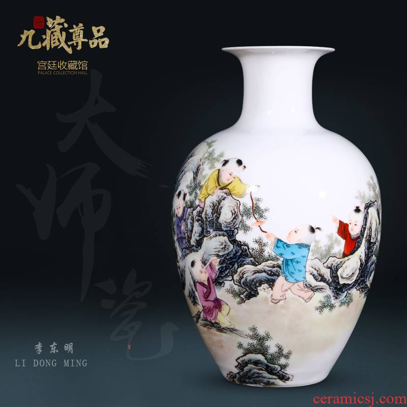 Jingdezhen ceramics dong - Ming li hand - made lad vase Chinese style living room TV ark, flower arranging decoration as furnishing articles