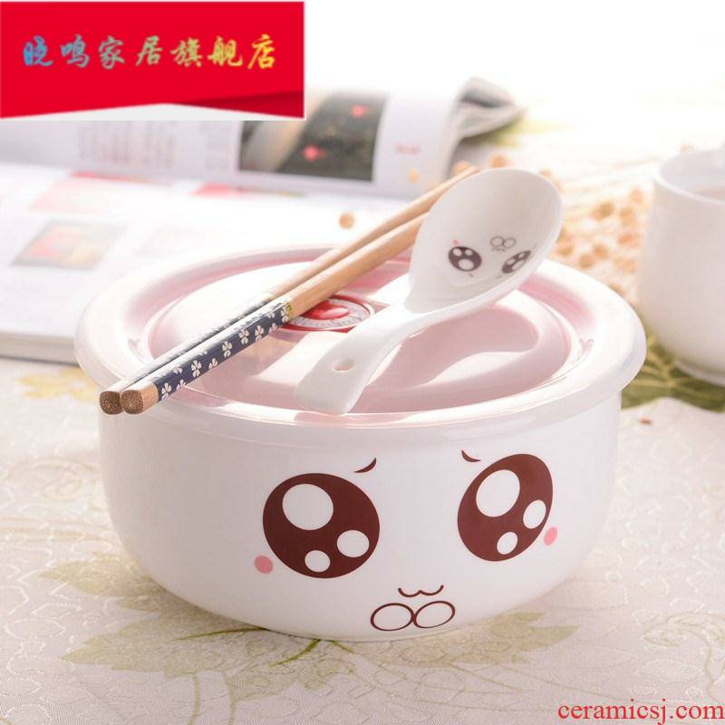 Beautiful mercifully rainbow such as bowl cover with a spoon, chopsticks han edition student dormitory household adult eat Japanese - style tableware ceramic bowl