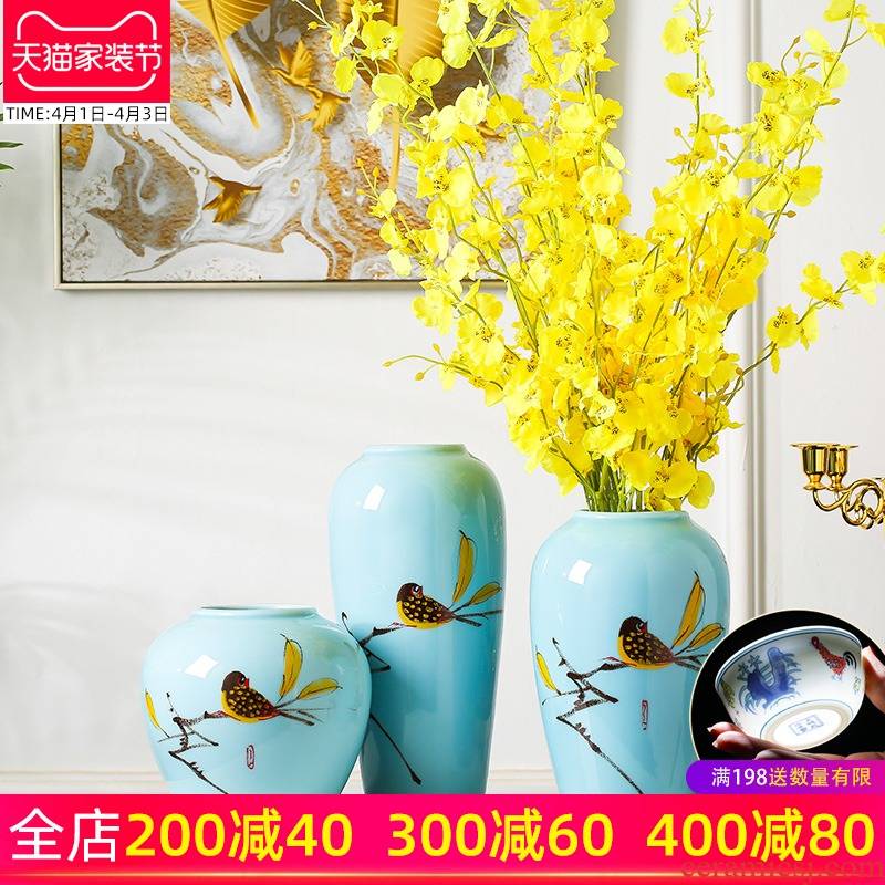 New Chinese style household furnishing articles porcelain ceramic vase sitting room simulation flowers flower arrangement table soft adornment porch decoration