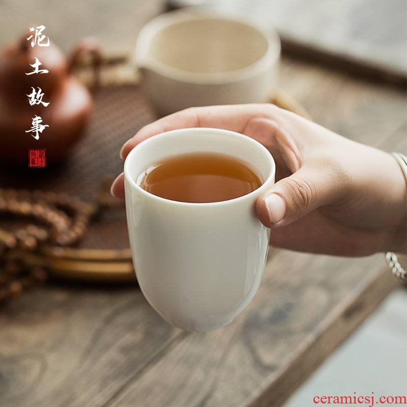 Dehua lard white ceramic cups male household white porcelain cup warm hand contracted large glass office tea cups