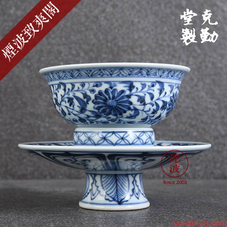 Those hand - made imitation of yuan blue and white porcelain of jingdezhen g frequently hall around branch first bo by grain tea light cup 14