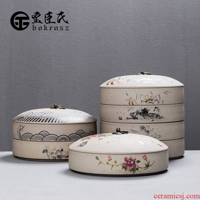 Puer tea cake tea pot ceramic seal tank storage POTS receive a case size and white tea box of household