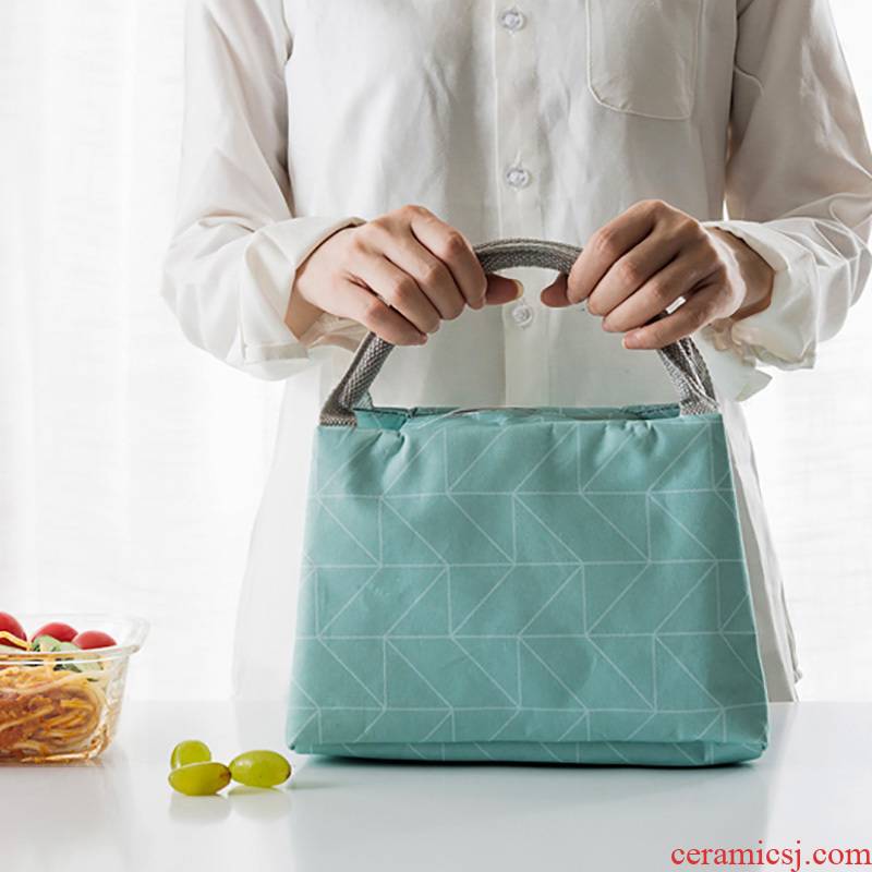Porcelain color beauty lunchbox han edition small pure and fresh and insulation waterproof canvas bag handbag thickening bento lunch bag