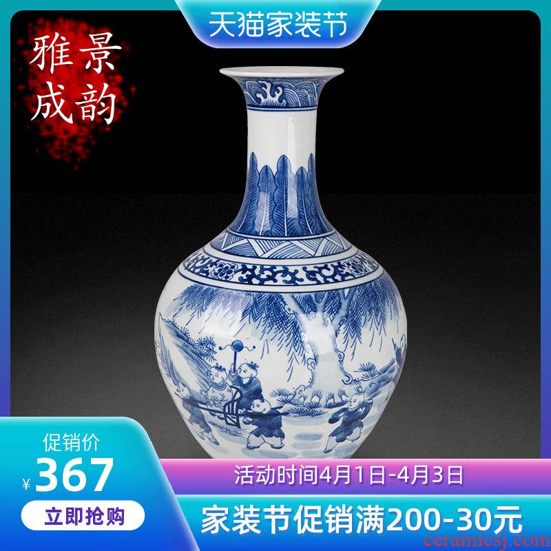 Jingdezhen ceramic lad design of blue and white porcelain vase sitting room porch flower arrangement of Chinese style household decorative furnishing articles