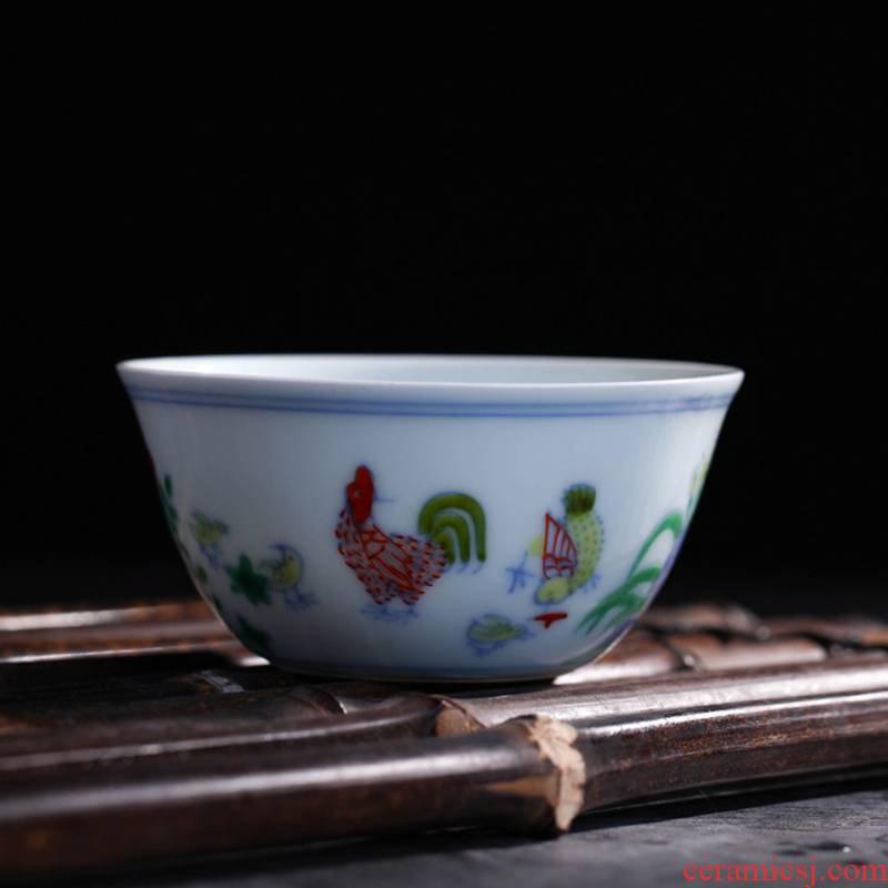 Cup of jingdezhen tea service offered home - cooked chicken in blue and white color bucket cylinder hand - made ceramic bowl is hand - made tea cups sample tea Cup