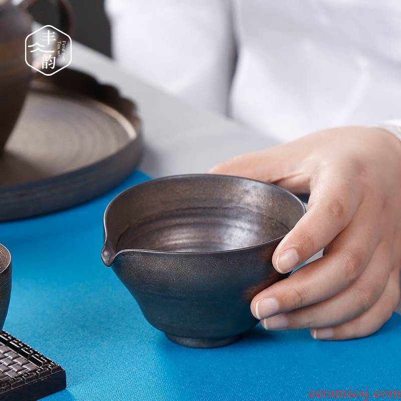 Coarse pottery kung fu tea accessories small ceramic fair keller Japanese antique tea sea manual household creative points