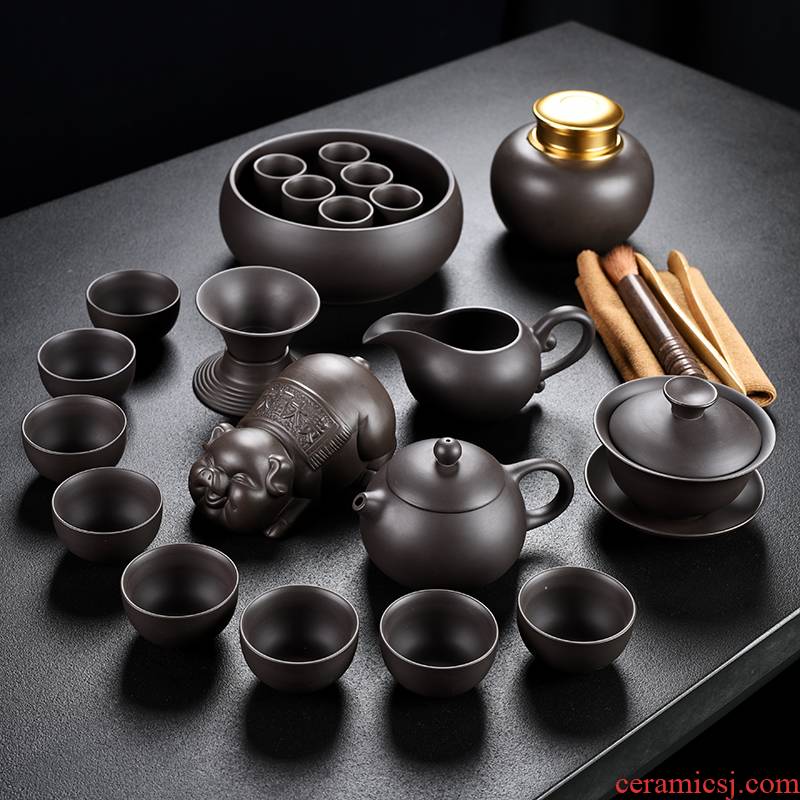 Old &, xi shi pot of purple sand tea set home tea tea ceramic teapot teacup kung fu tea set