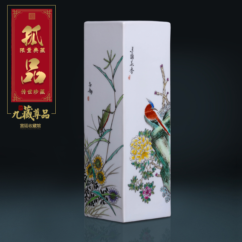 Jingdezhen ceramics household flower arrangement sitting room decorative vase furnishing articles imitation the qing qianlong hand - made powder enamel inlay