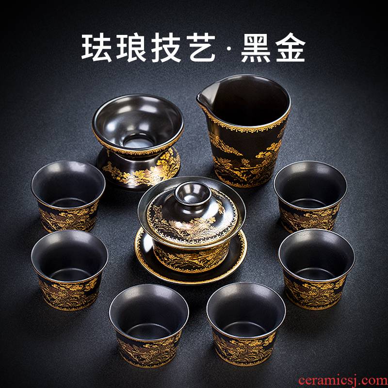 Tang Feng kung fu tea cups to restore ancient ways the enamel skill set ceramic cup lid to use home office tea set
