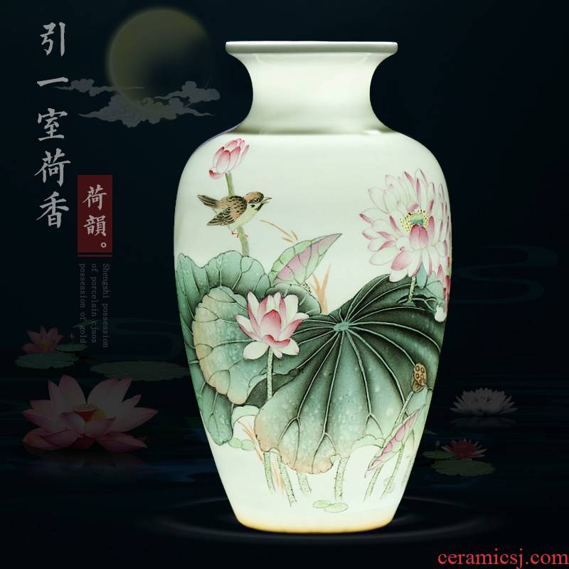 The Master of jingdezhen ceramics hand - made vases pastel lotus modern Chinese style living room home furnishing articles do vase
